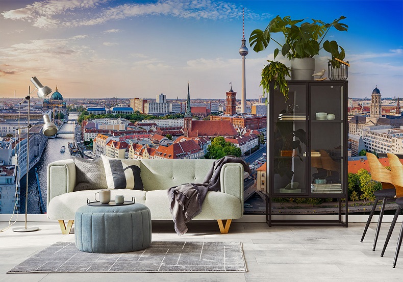 Fototapete mit Berliner Dom und Fernsehturm im Wohnzimmer